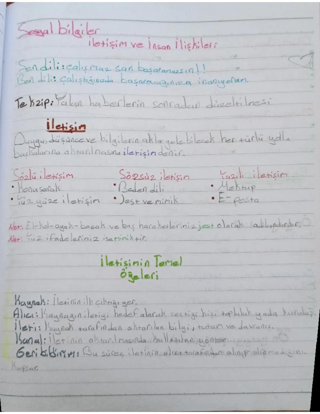 7. Sınıf sosyal bilgiler iletişim ve insan ilişkileri 