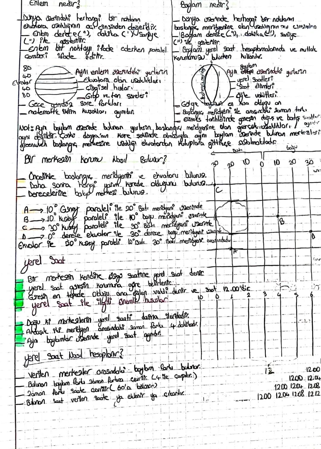 Enlem
nedir?
Dunya üzerindeki herhangi bir noktown
exvartiora uzaklığının car cinsinden değeridir.
Enlem derece (), calika (') saniye.
(") i