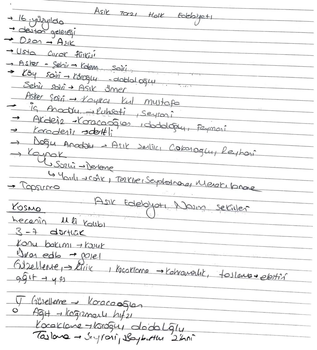 Aşık
τα 21
Holk
Edebijeti
→ 16. yüzyılda
→ destor
geleneği
- Dear - Aşık
Curak iliskisi
→Usta
→Asker
-
Şehir - Kolem.
Soili
→
Köy Sairi - Kö