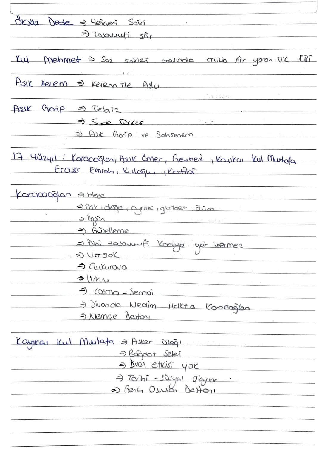 Aşık
τα 21
Holk
Edebijeti
→ 16. yüzyılda
→ destor
geleneği
- Dear - Aşık
Curak iliskisi
→Usta
→Asker
-
Şehir - Kolem.
Soili
→
Köy Sairi - Kö