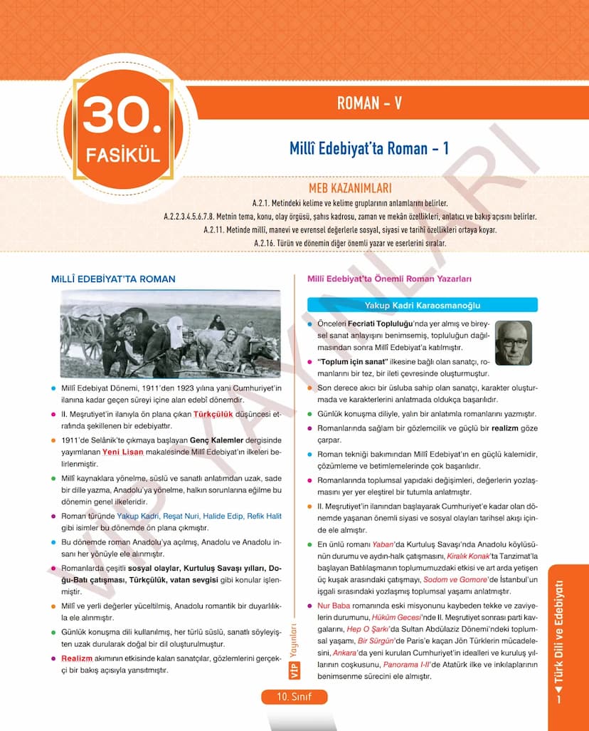 # 26.
FASİKÜL
ROMAN - I
Dünya Edebiyatında Roman
MEB KAZANIMLARI
A.2.1. Metindeki kelime ve kelime gruplarının anlamlarını belirler.
A.2.2.3