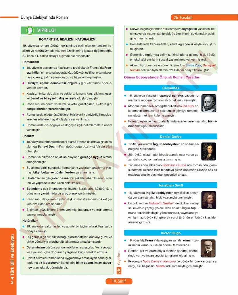 # 26.
FASİKÜL
ROMAN - I
Dünya Edebiyatında Roman
MEB KAZANIMLARI
A.2.1. Metindeki kelime ve kelime gruplarının anlamlarını belirler.
A.2.2.3