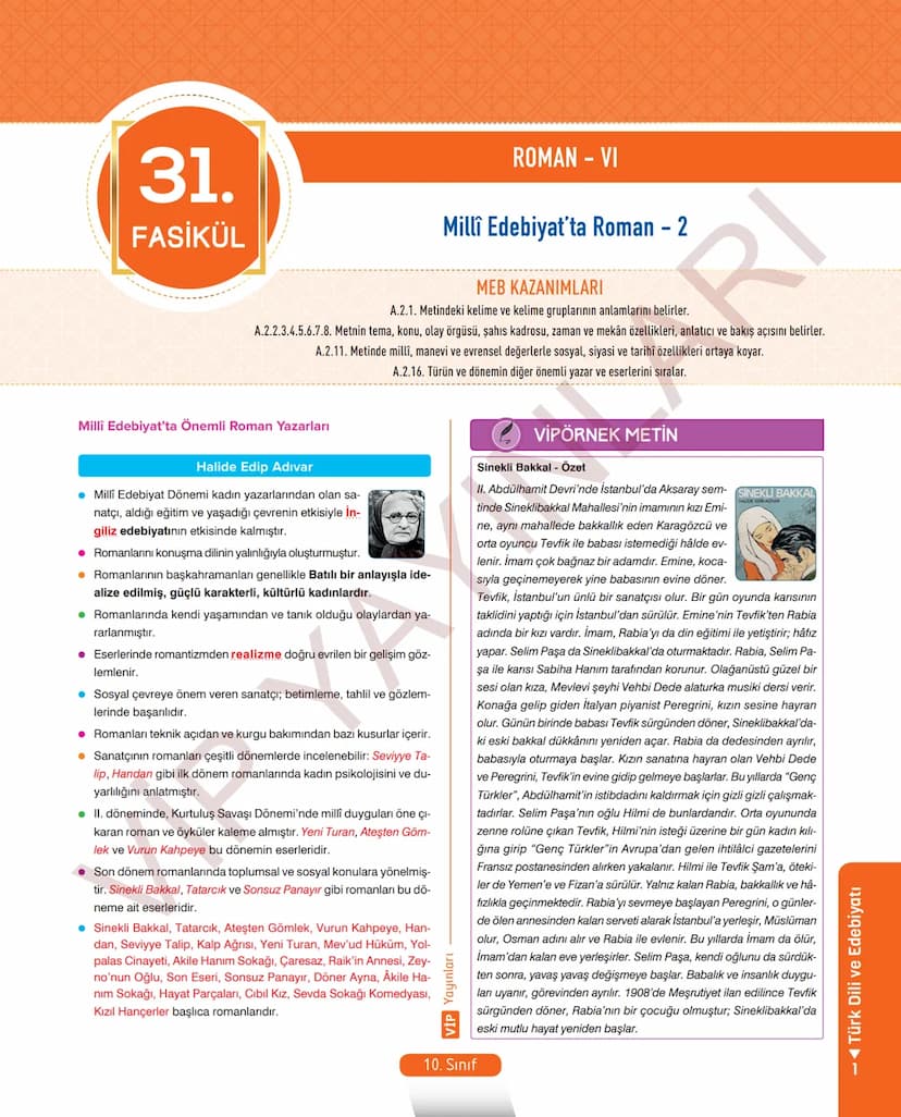 # 26.
FASİKÜL
ROMAN - I
Dünya Edebiyatında Roman
MEB KAZANIMLARI
A.2.1. Metindeki kelime ve kelime gruplarının anlamlarını belirler.
A.2.2.3