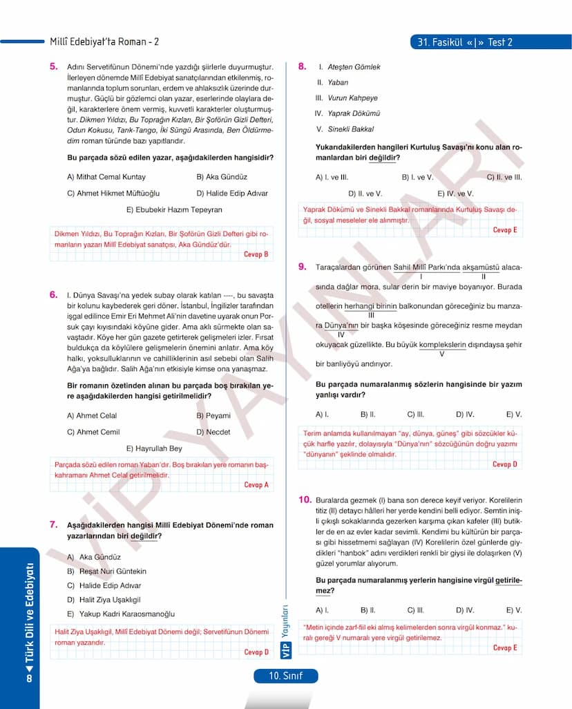 # 26.
FASİKÜL
ROMAN - I
Dünya Edebiyatında Roman
MEB KAZANIMLARI
A.2.1. Metindeki kelime ve kelime gruplarının anlamlarını belirler.
A.2.2.3