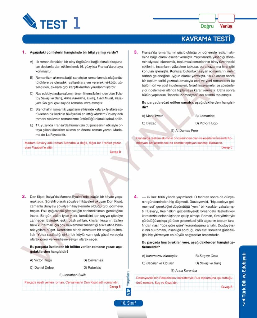 # 26.
FASİKÜL
ROMAN - I
Dünya Edebiyatında Roman
MEB KAZANIMLARI
A.2.1. Metindeki kelime ve kelime gruplarının anlamlarını belirler.
A.2.2.3