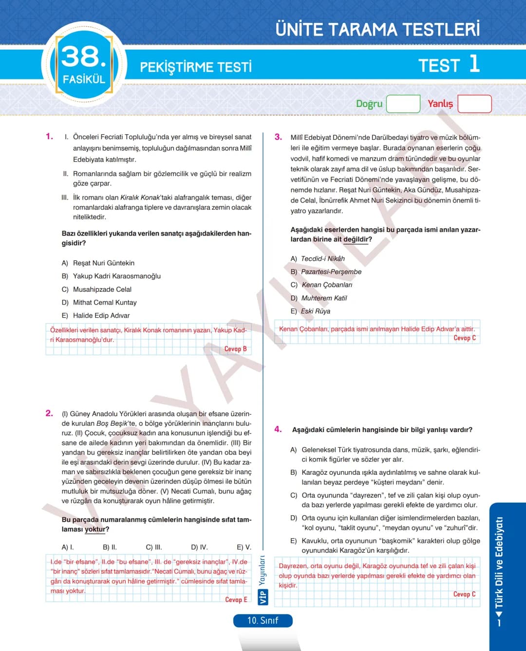 # 26.
FASİKÜL
ROMAN - I
Dünya Edebiyatında Roman
MEB KAZANIMLARI
A.2.1. Metindeki kelime ve kelime gruplarının anlamlarını belirler.
A.2.2.3