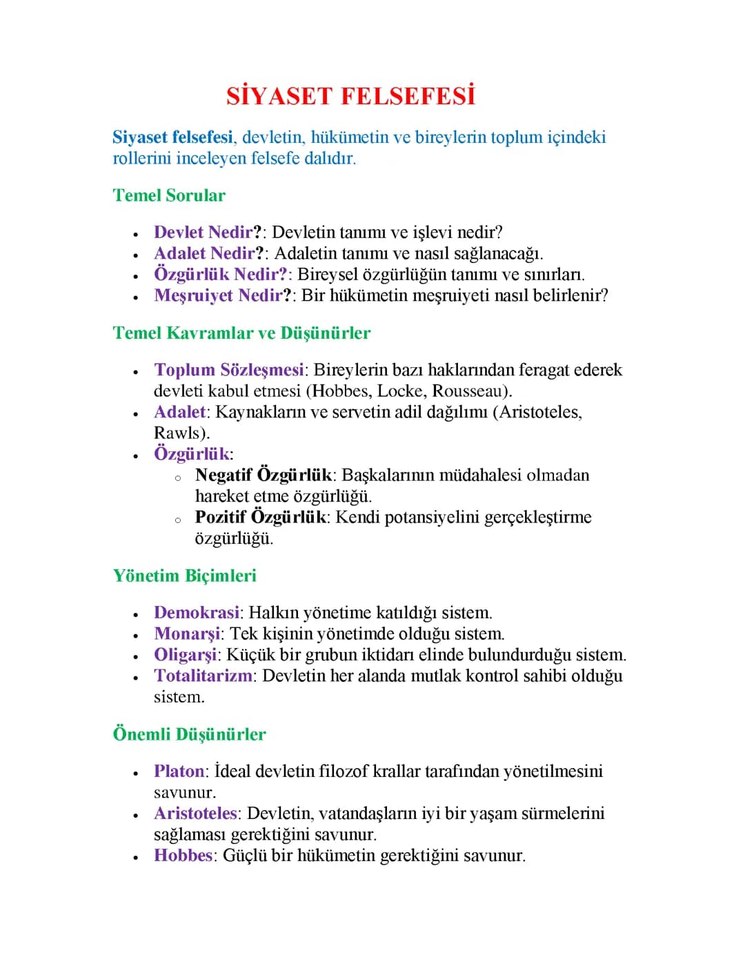 SİYASET FELSEFESİ