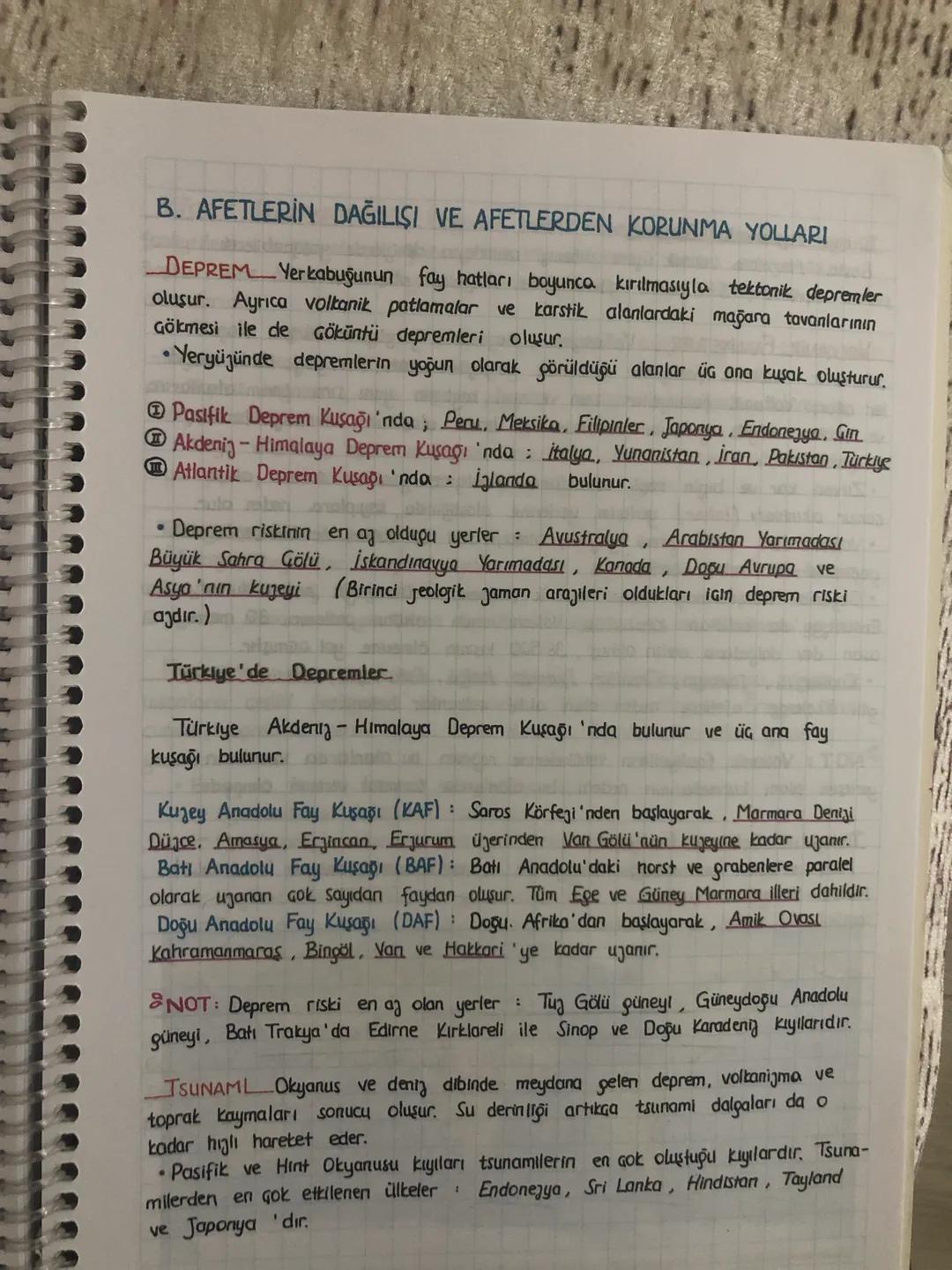 DOĞAL AFETLER
A. AFETLERİN GENEL ÖZELLİKLERİ
Doğada kendiliğinden gerçekleşen önemli ölçüde can ve mal kaybına neden
olan olaylara doğal afe