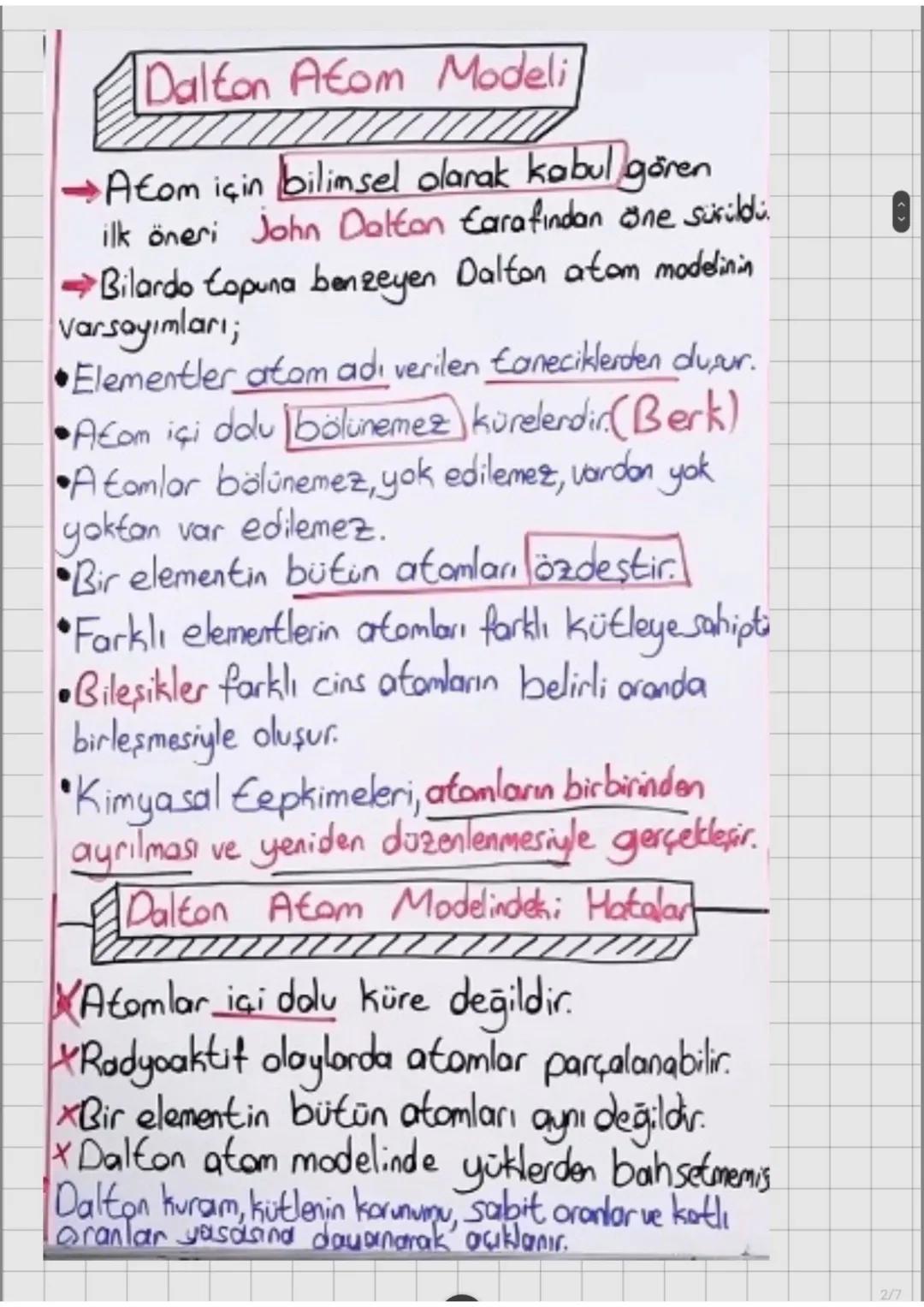 Democritus
1803 Dalton
1897 Thomson
2. Unite: Atom ve Periyodik Sistem
1.Bölüm: Atomun Yapis 1
1912 Rutherford
Atomun küçük ve bölünemez par