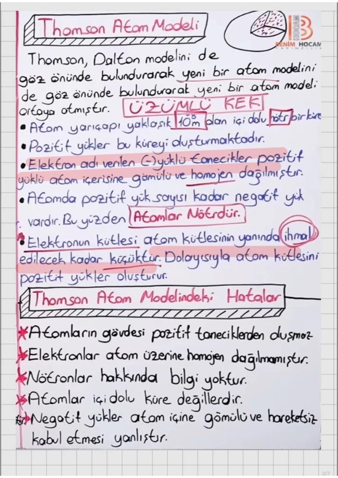 Democritus
1803 Dalton
1897 Thomson
2. Unite: Atom ve Periyodik Sistem
1.Bölüm: Atomun Yapis 1
1912 Rutherford
Atomun küçük ve bölünemez par