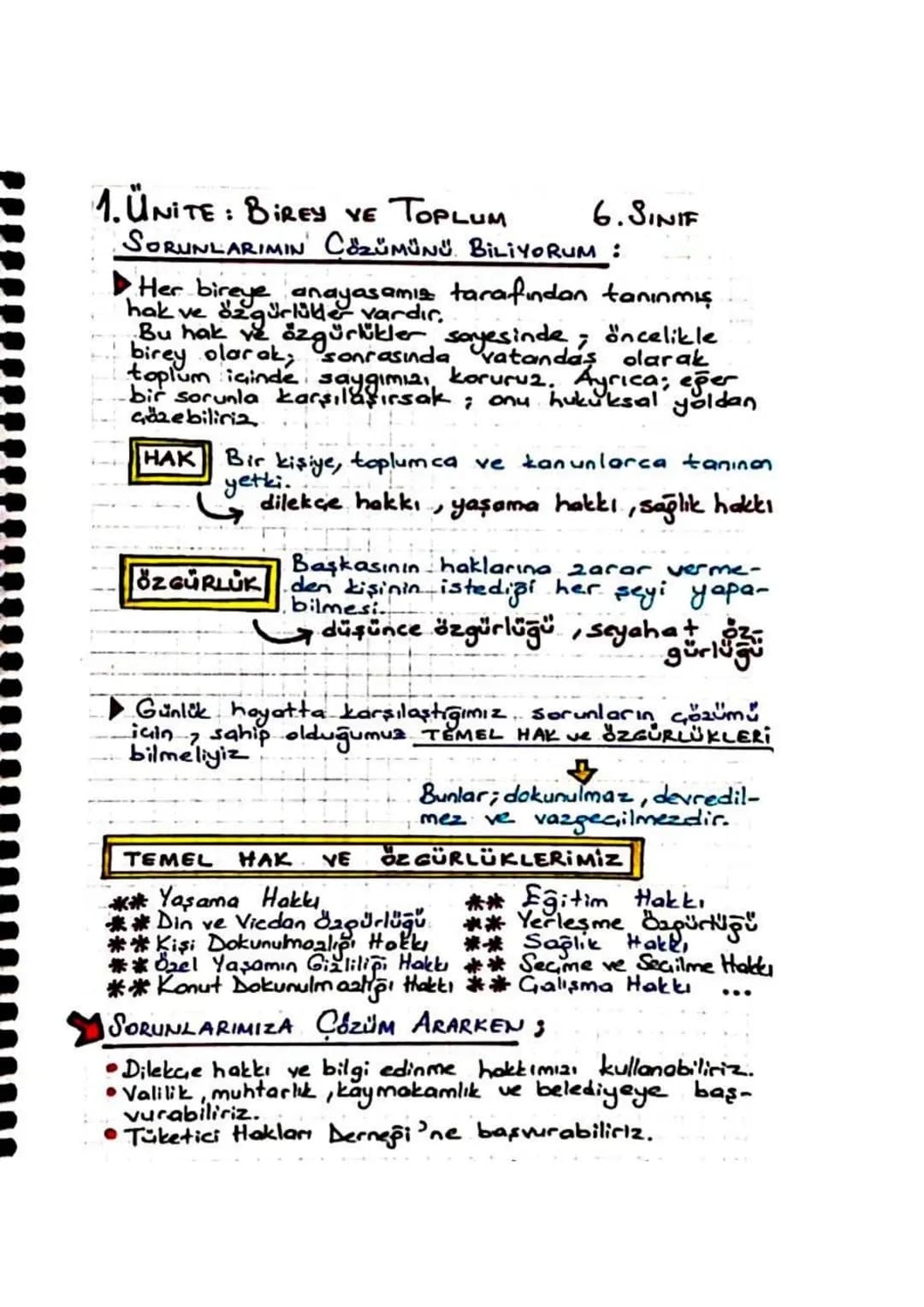 1. ÜNITE: BiREY VE TOPLUM 6. SINIF
SORUNLARIMIN' CÖZÜMÜNÜ BİLİYORUM :
Her bireye anayasamız tarafından tanınmış
hak ve özgürlükler vardır.
B