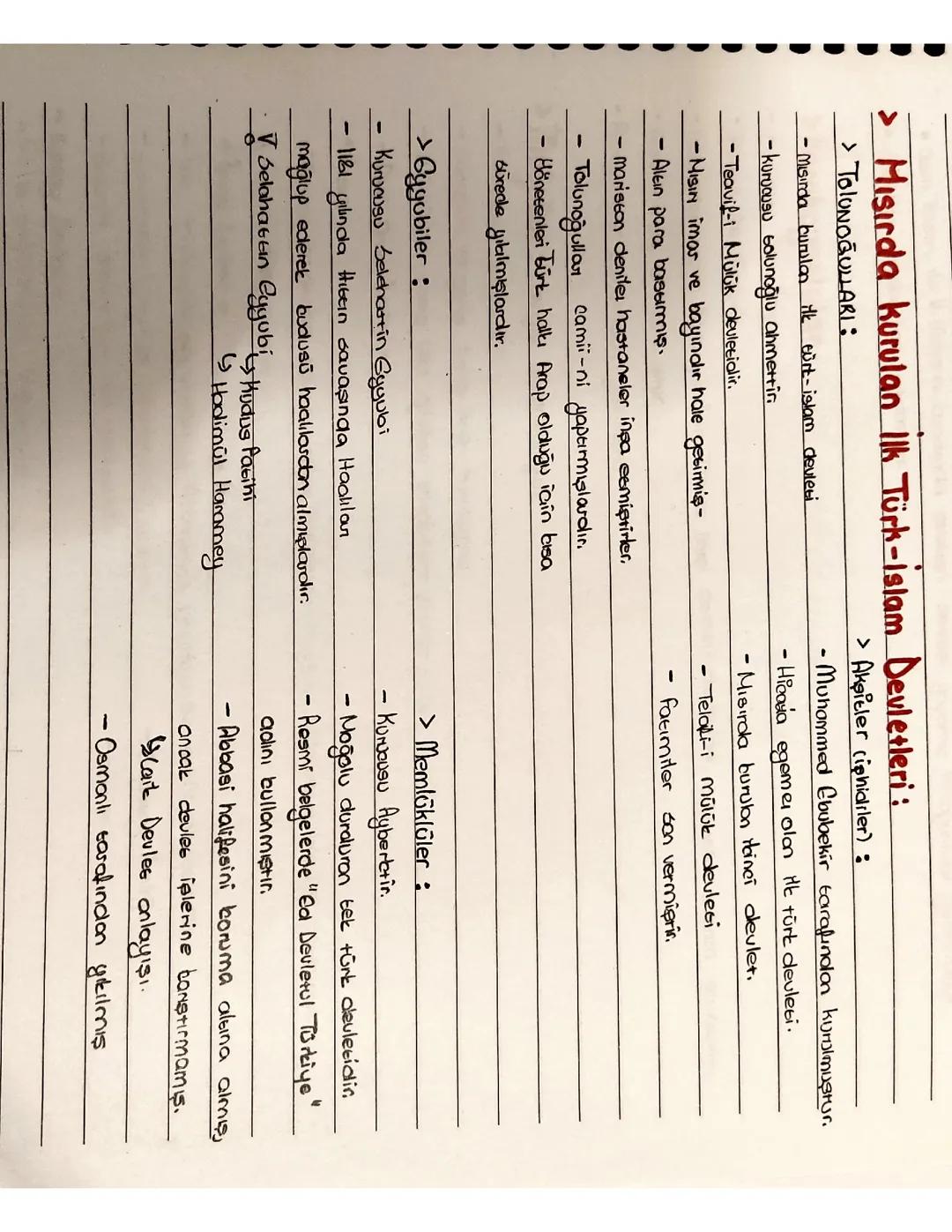 Tarih kısa not (Mısırda kurulan ilk türk islam devletleri )