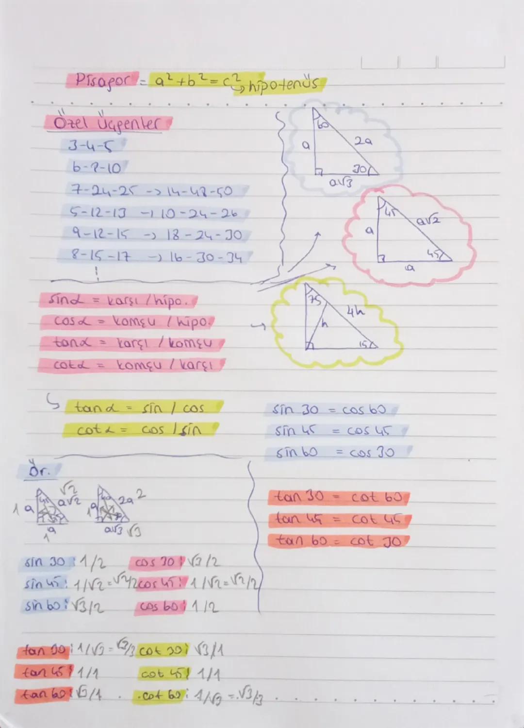 Pisagor = a²+b² = c², hipotenus
Özel Üspenter
3-4-5
6-7-10
7-24-25 -> 14-48-50
5-12-13-110-24-26
0
4
013
29
30
9-12-15
-18-24-30
8-15-17
-16