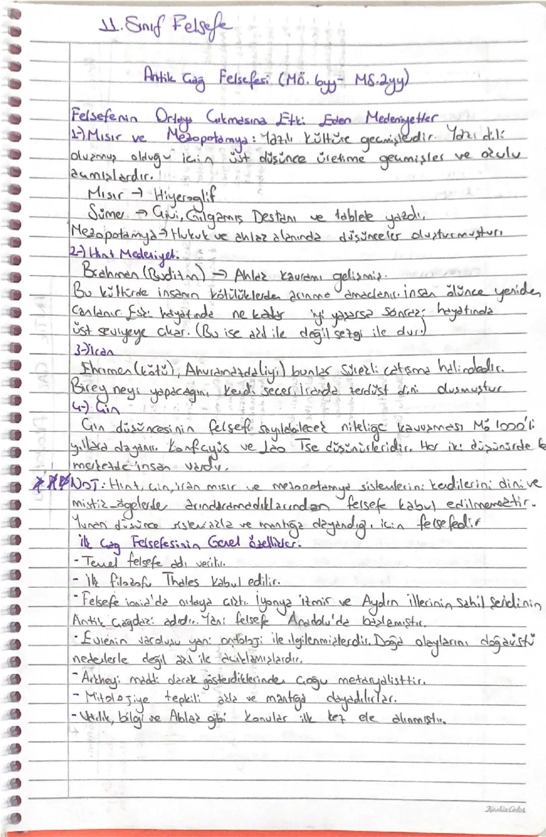 11. Sınıf Felsefe Antik Çağ Felsefesi