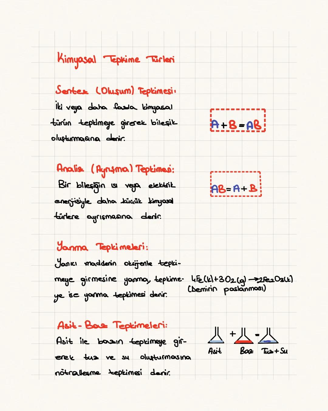 # Kimyasal Tepkime Türleri

Senter (Oluşum) Tepkimesi:
İki veya daha fazla kimyasal
türün tepkimeye girerek bileşik
oluşturmasına denir.

An