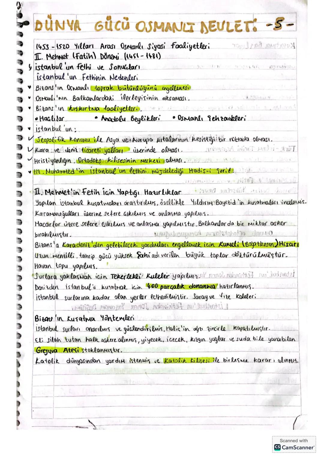 # DÜNYA GÜCÜ OSMANLI DEULET: -5-

1453-1520 Yılları Arası Osmanlı Siyasi faaliyetleri

II. Mehmet (Fatih) Dönemi (1451-1481)

y istanbul'un 
