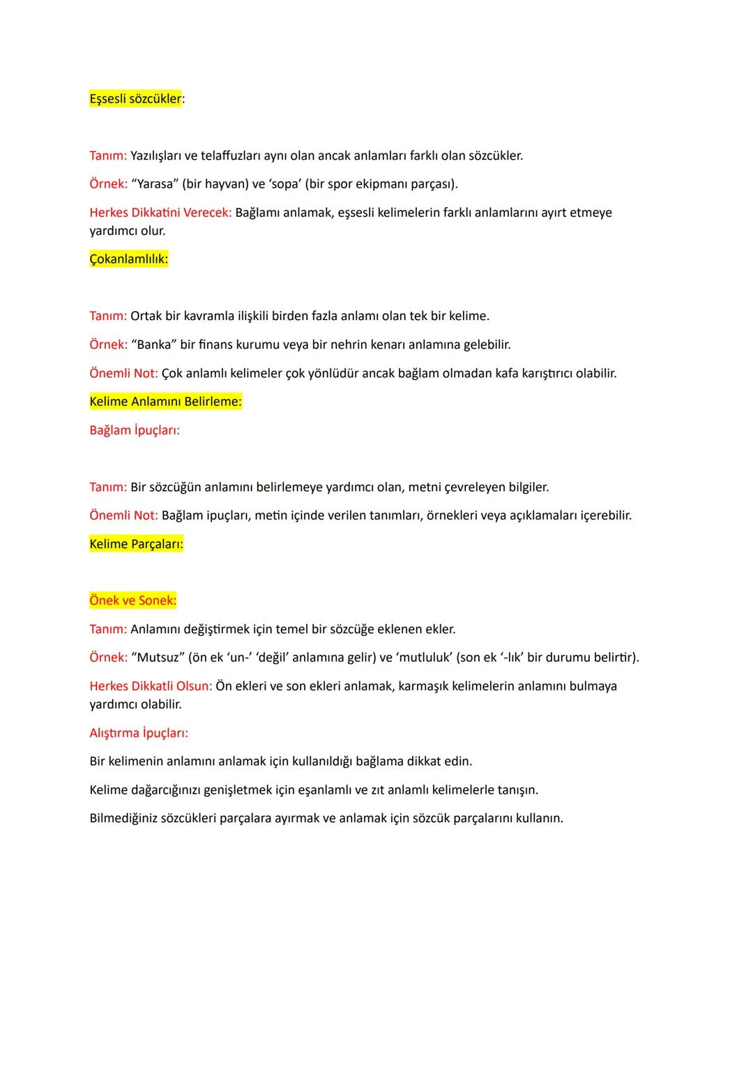 Giriş:
Kelime Anlamı
Kelime anlamı, tek tek kelimelerin kullanımlarına ve bağlamlarına bağlı olarak nasıl farklı anlamlar
taşıdıklarını anla