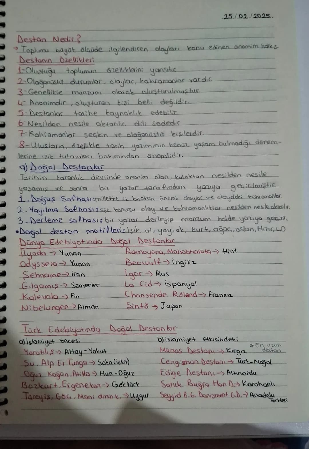 10.sınıf 2.Dönem Edebiyat Destan/yapay destan-doğal destan dünya edebiyatında destan türk edeyatında