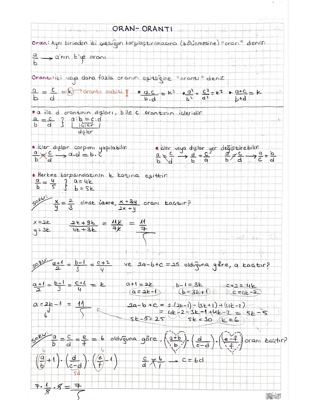 Matematikte Oran ve Orantı: Tanım ve Örneklerle Anlatım