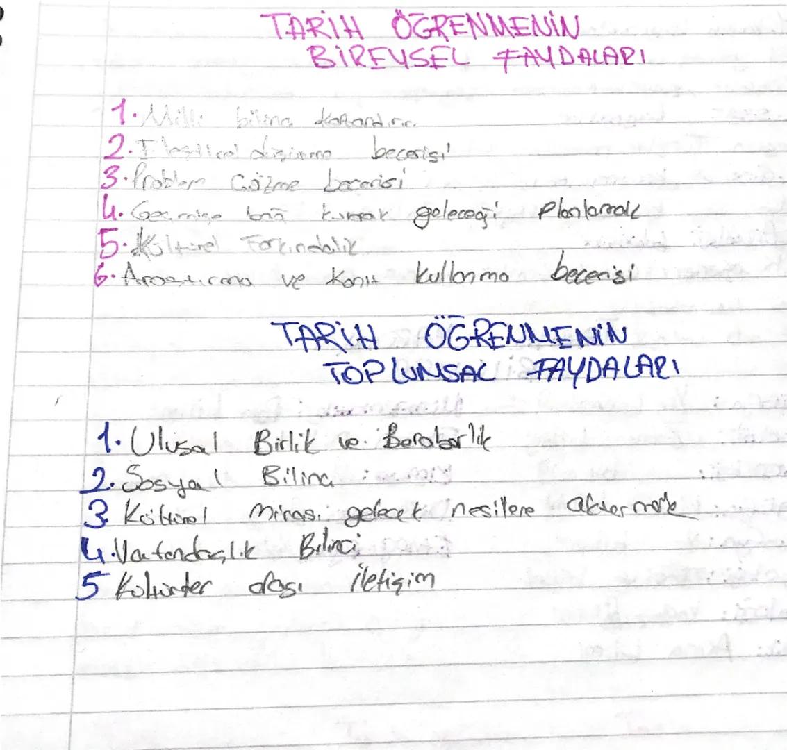 TARIH ÖĞRENMENIN
BIREYSEL FAYDALARI
1. Mille bilena Katardinia
2. Ilestival digiamo becoisi
3. Problem Cazme becerisi.
4. Gemise brin
kunak 