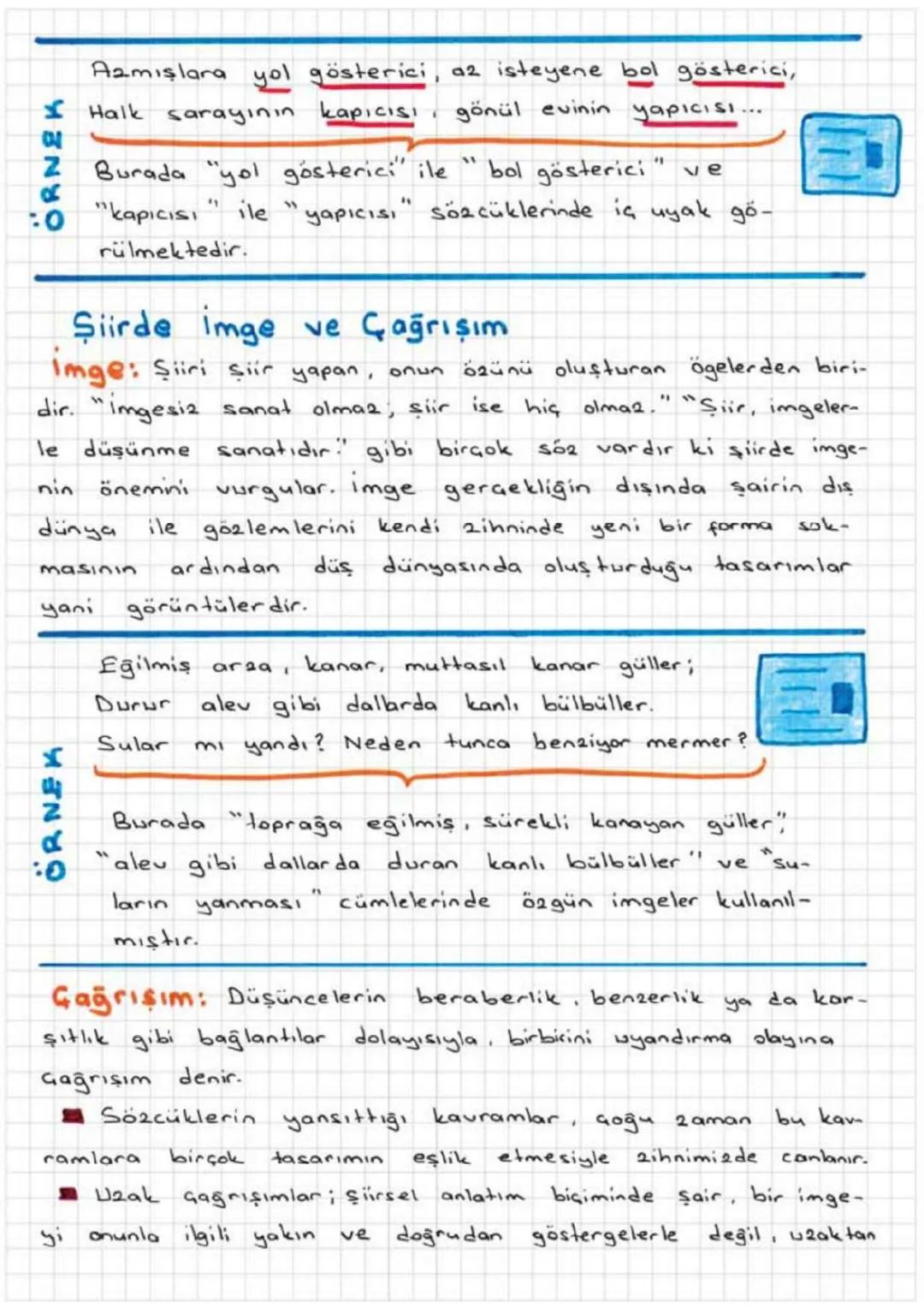Şiirde Ahenk Unsurları
✓ Ahenk; ses akışı, söyleyiş, ölü, kafiye, redif, iç kafi-
ye
ve aliterasyon, asonans
sağlanan uyumdur.
gibi değişik 