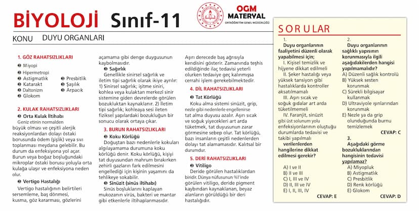 # BİYOLOJİ Sınıf-11

KONU SİNİR SİSTEMİ - I

## SİNİR SİSTEMİ:
Sinir doku adını verilen sinir hücreleri ile **glia** denilen yardımcı hücrel