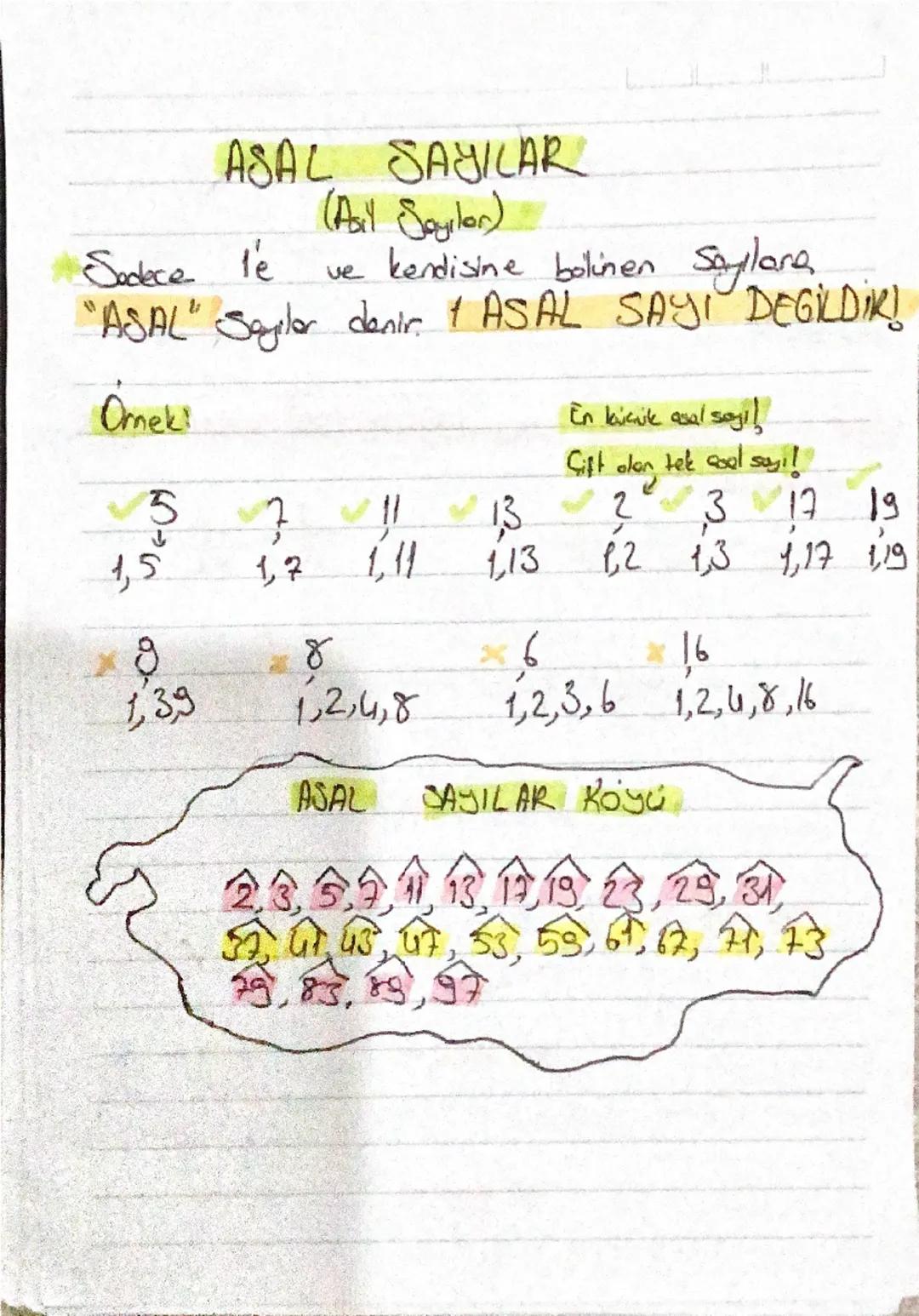 ASAL SAYILAR
(Aail Sayılar)
"ASAL" Sayılar denir 1 ASAL SAYI DEGİLDİR!
Sadece l'e ve kendisine bolinen Sayılare.
En kaikik asal sayıl
Gift o