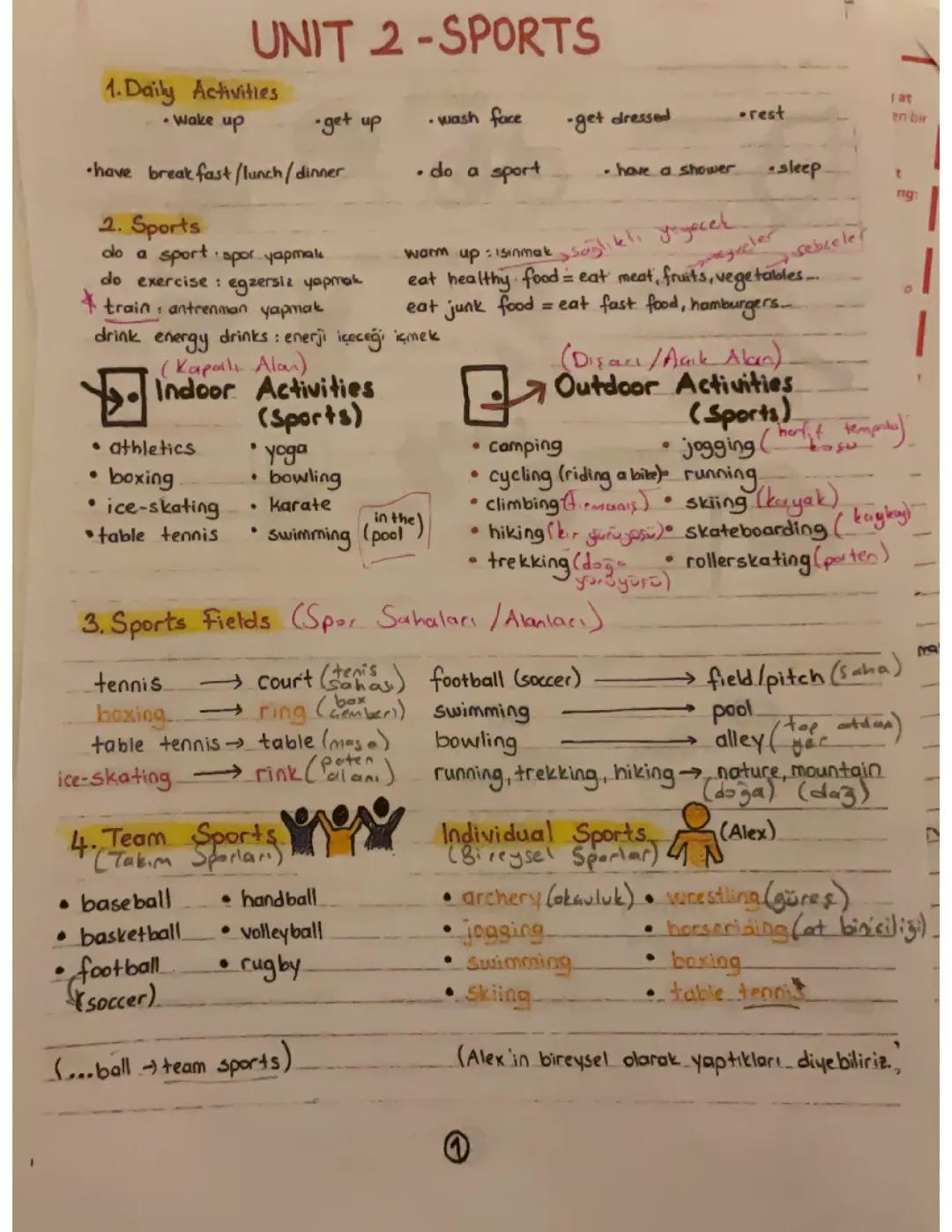 7. Sınıf İngilizce 2. Ünite Konu Anlatımı ve Etkinlikleri