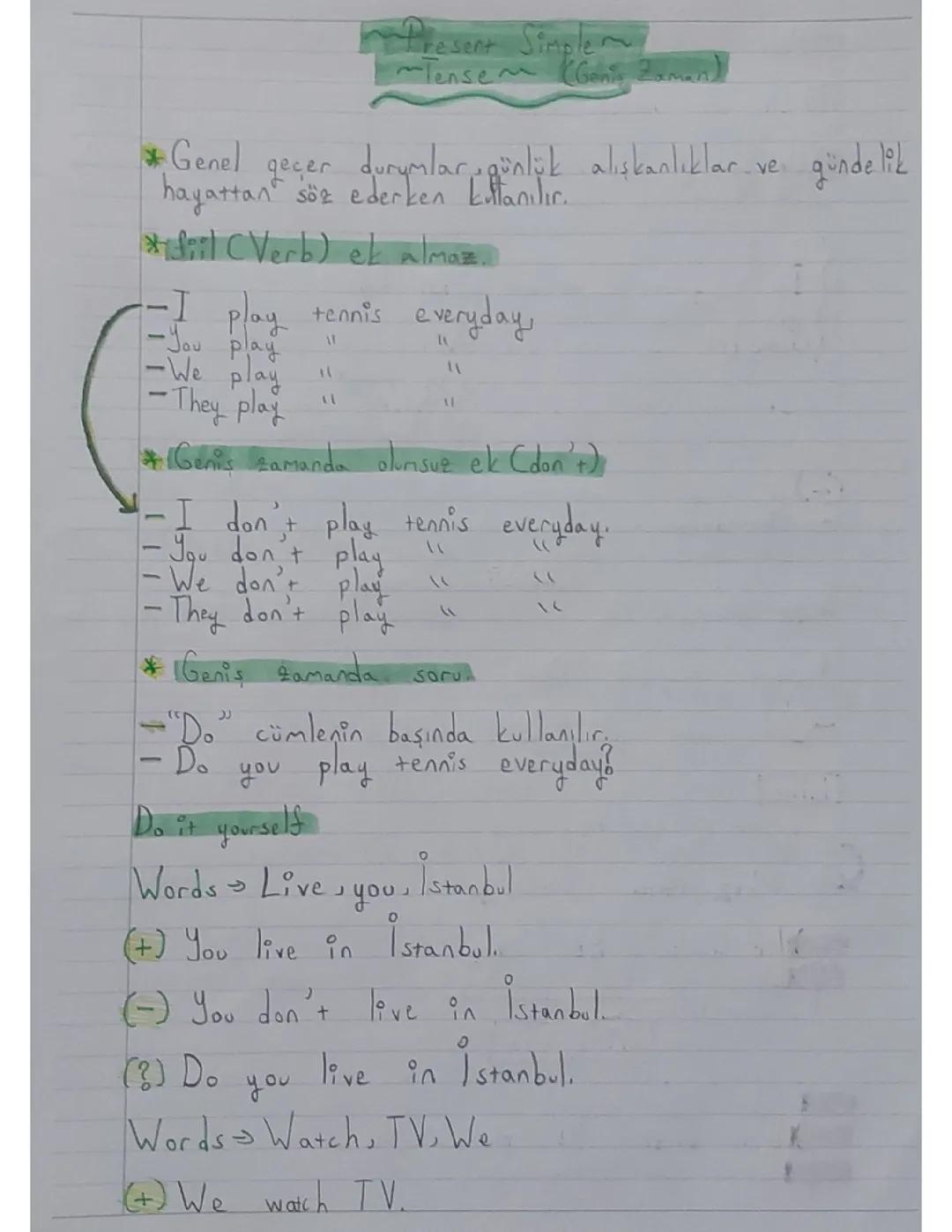 6. Sınıf İngilizce Present Simple Tense Konu Anlatımı