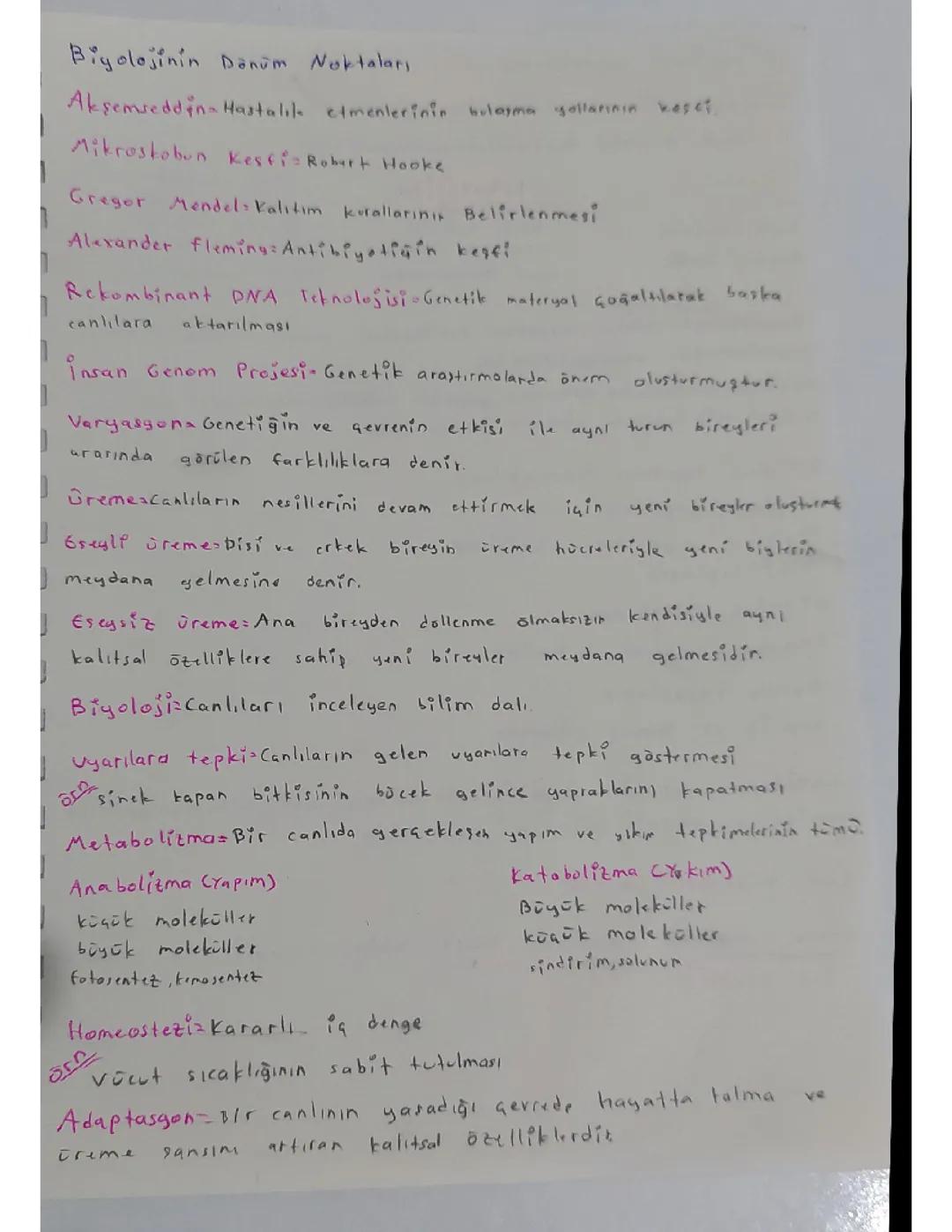 9. Sınıf biyoloji ders notları