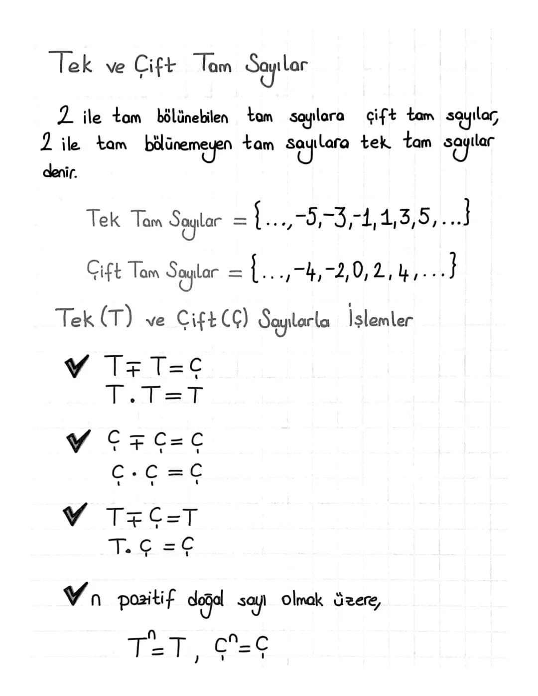 Tek Ve Çift Tam Sayılar
