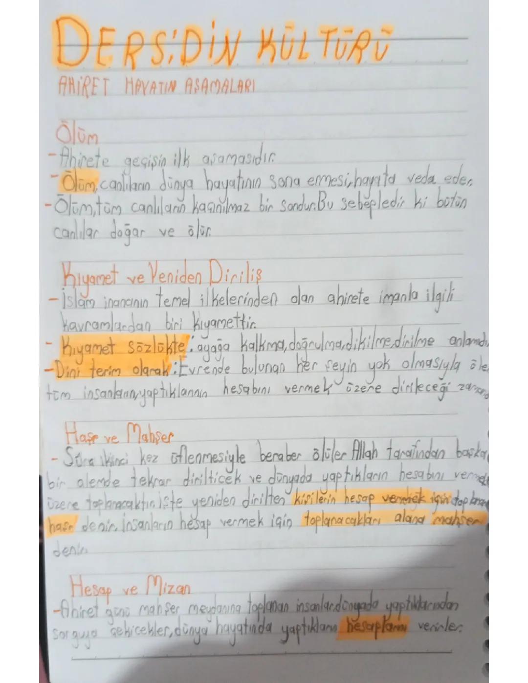 Din kültürü "Ahiret Hayatı Aşamaları"⚰️☪️🕌