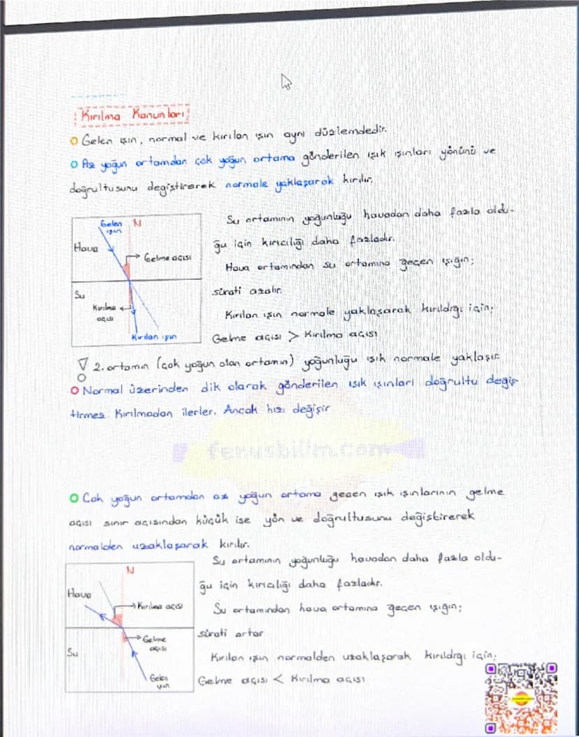 # IŞIĞIN KIRILMASI VE İNCELER

Işığın kırılması:
Işık ışın bir ortamdan başka bir saydam ortama geçerken doğrultusunun değişmesine **Işığın 
