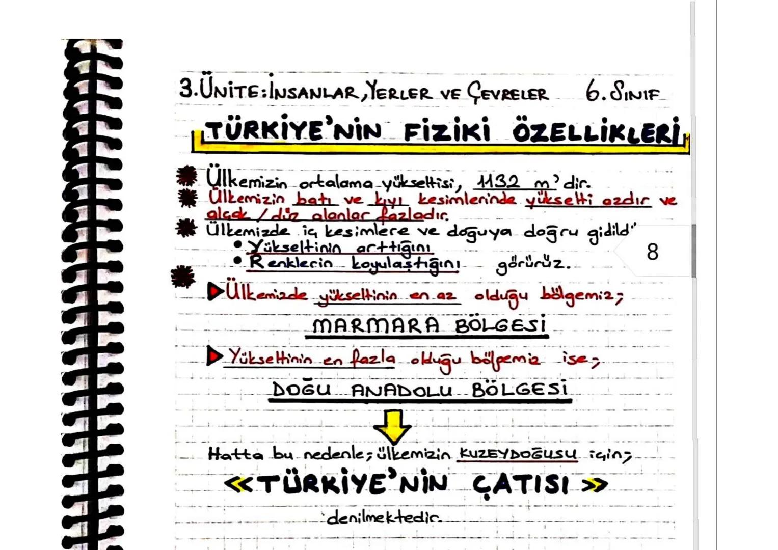 3. UNITE: İNSANLAR, YERLER VE ÇEVRELER
KITA
6. SINIF
Kendine bağlı yakın adalarla birlikte, Gevresi
deniz ve okyanuslarla çevrili büyük kara