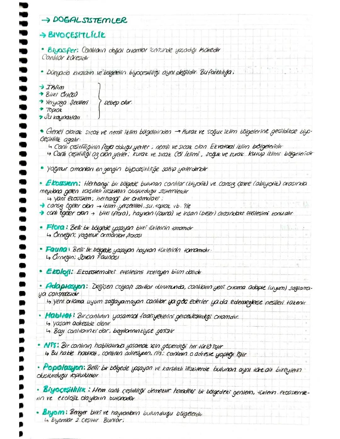 Coğrafya Doğal Sistemler Biyoçeşitlilik