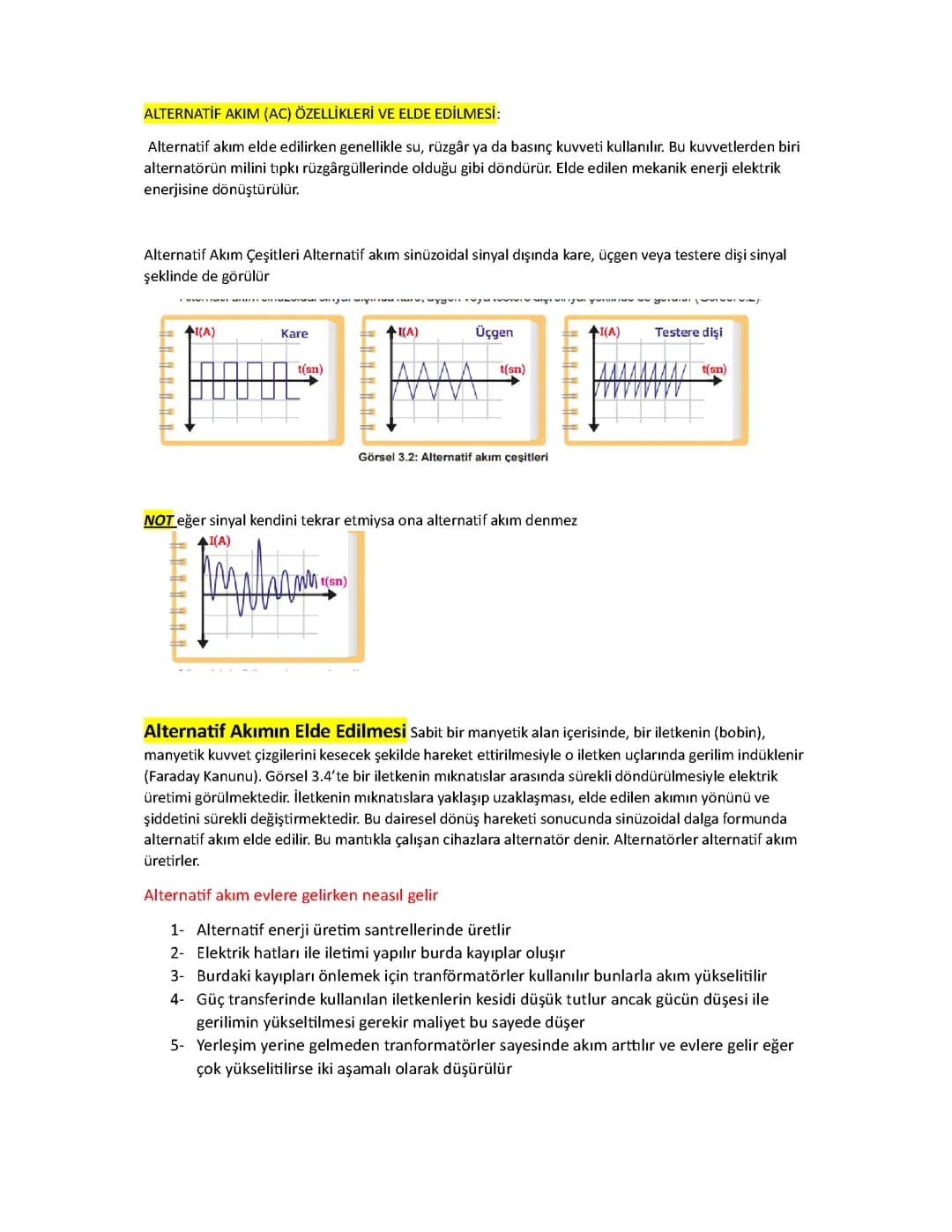 Alternatif Akım Konu Anlatımı PDF - 11. Sınıf Fizik