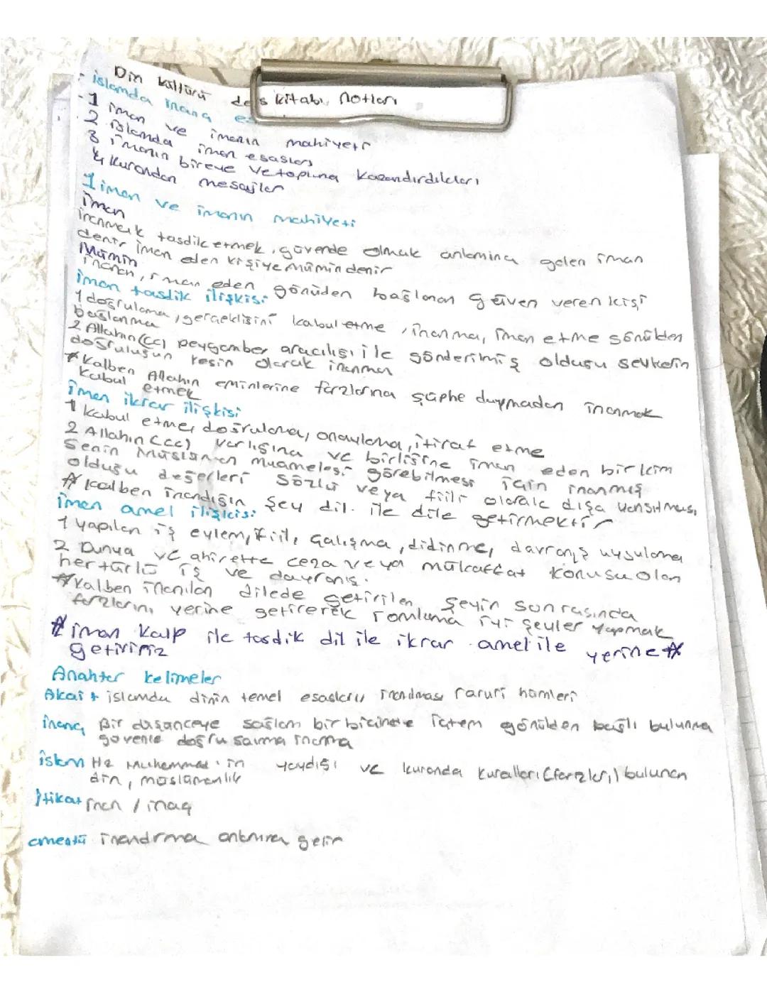 Din kültürü imanda İslam inanç esasları