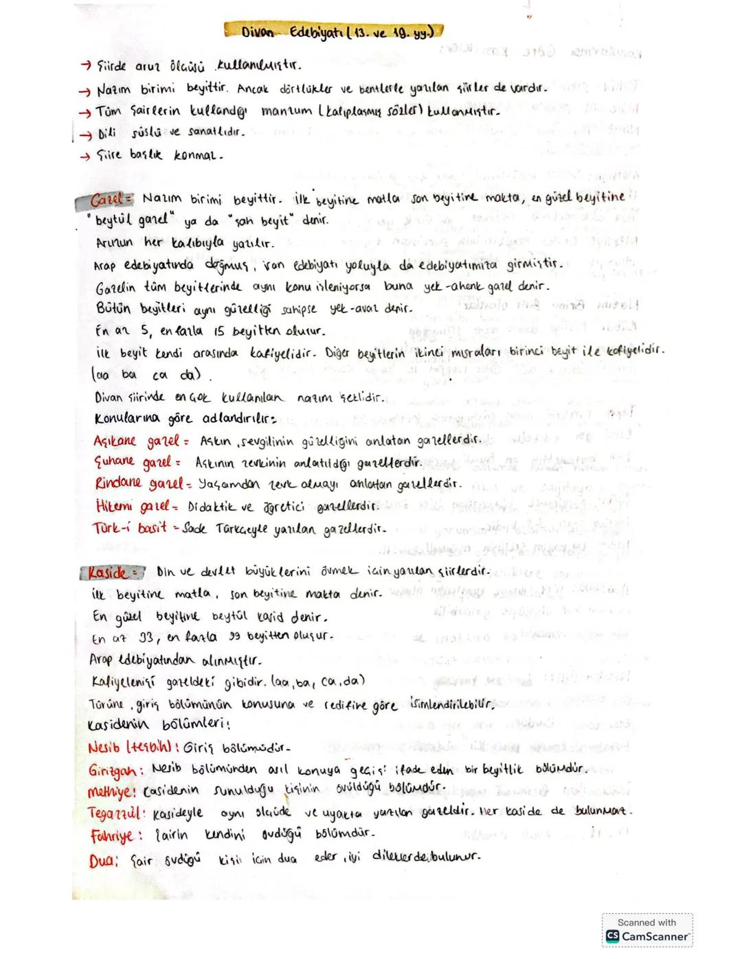 Lise 10. Sınıf Türk Edebiyatı: Kasideler ve Gazeller