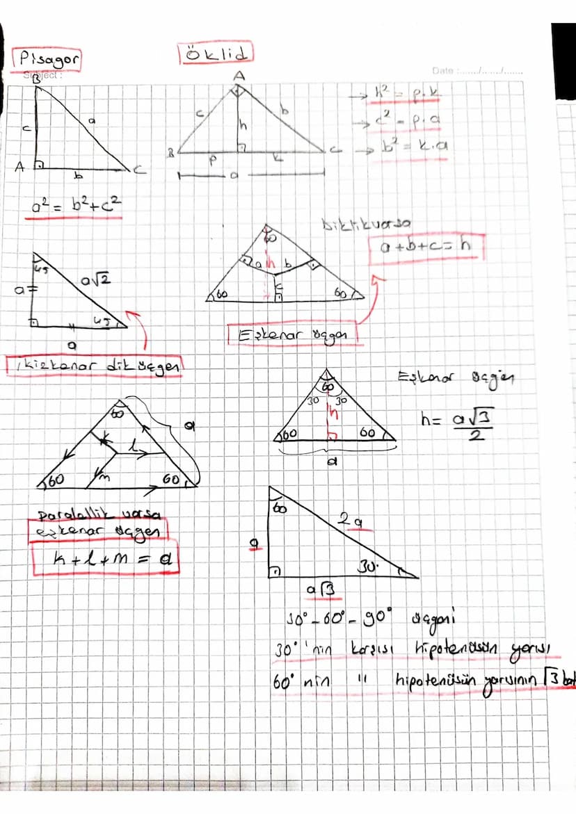 Pisagor
Sinject:
с
a
AD
b
0² = b²+c²
öklid
A
ป
R
P
ᎦᏙ
at
D
45
9
kizkenar dik üçgen
S
ם
J
Date ...........
2
Pa
= 2.9
Diktikvasa
a+b+c=h
Dab
