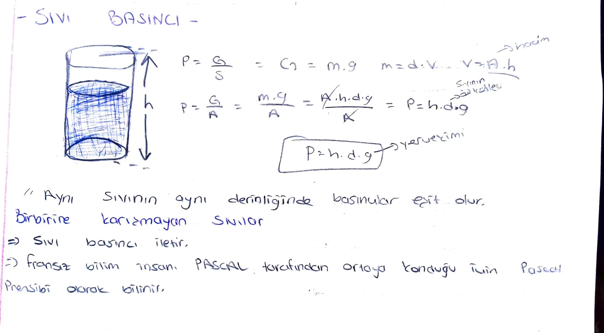 -
- Sivi
BASINCI
P=
P.
-
dlo slo
Ahacin
G = m.g
m.g
A
-
Win.d.g
A
m=d.v. V¬Ah
Siyinin
-aksilesi
=
P=h.d.g
Ph.d.g
●yervezimi
basınular exit o