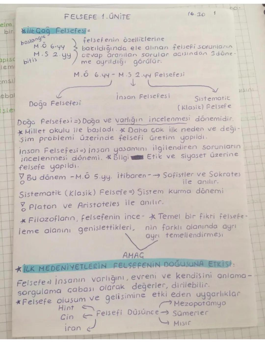 11. SINIF FELSEFE 1.ÜNİTE KONU ÖZETİ