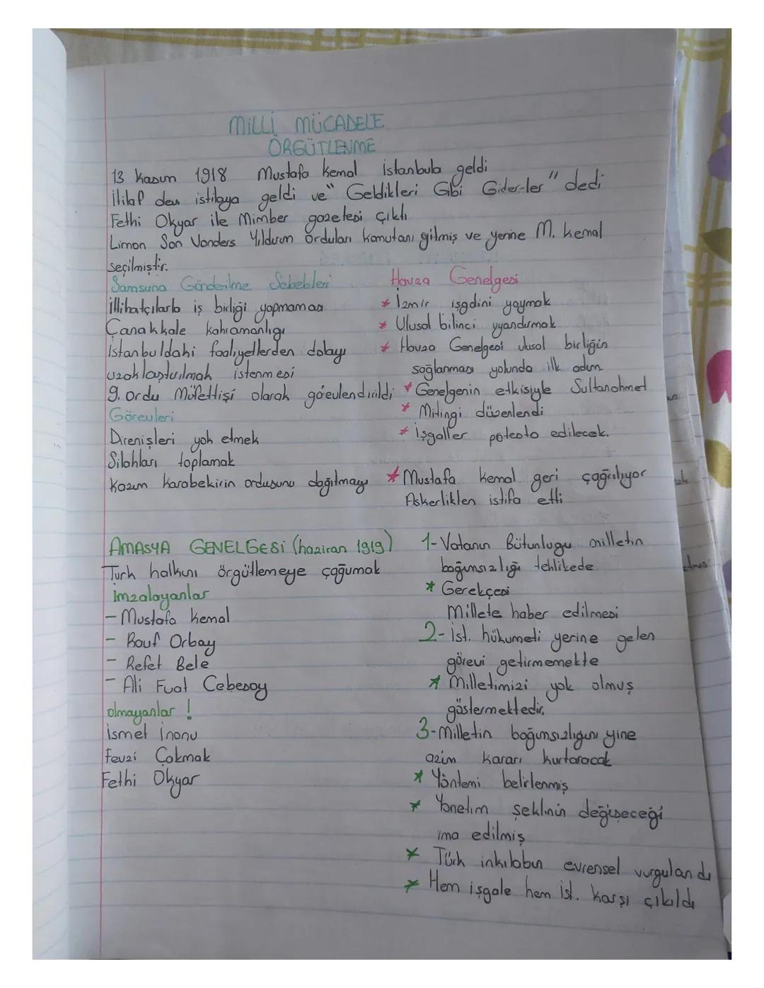 Tarih milli mücadele,genelgeler,kongreler,misakimilli ve İstanbulu işgali 