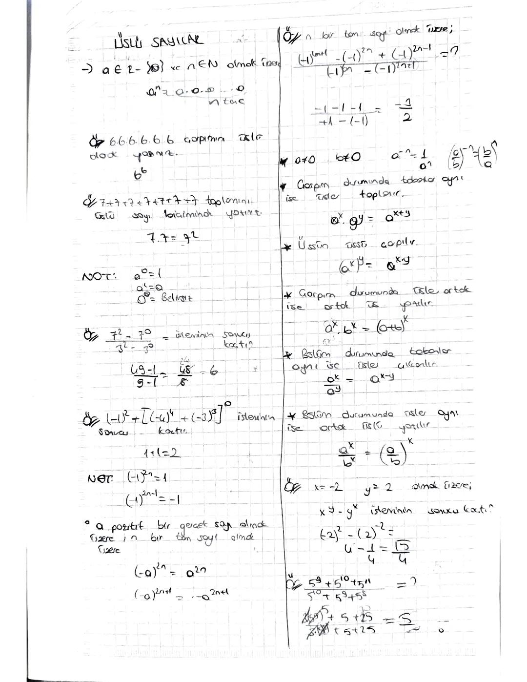 Üslü Sayılar Konusu ve Örnekler