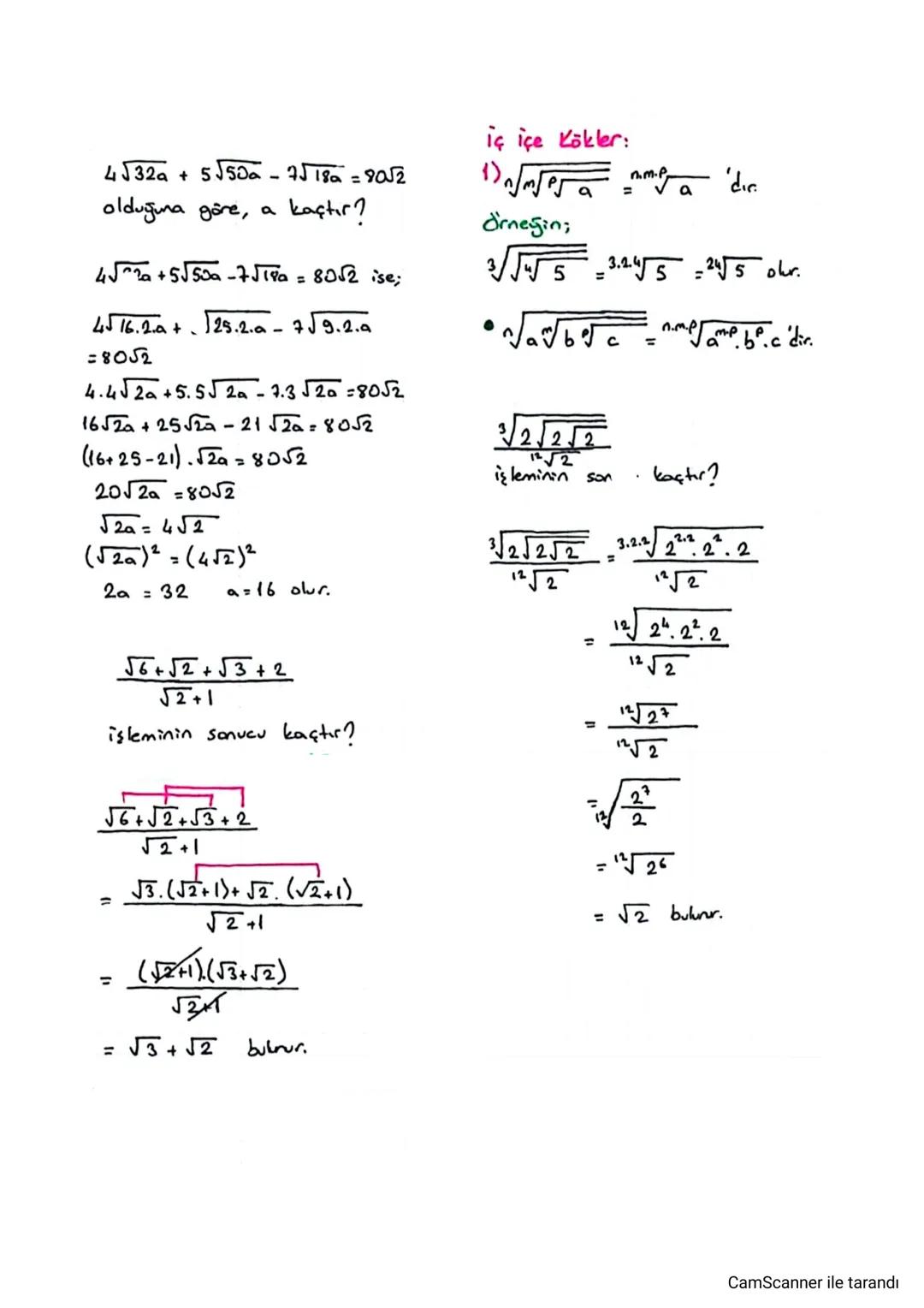# KÖKLÜ SAYILAR
*n, 1'den büyük pozitif tam sayı
olmak üzere $x^{\frac{m}{n}} = \sqrt[n]{x^m}$ şeklinde
gösterilir.
*$\sqrt[n]{x}$ ifadesini