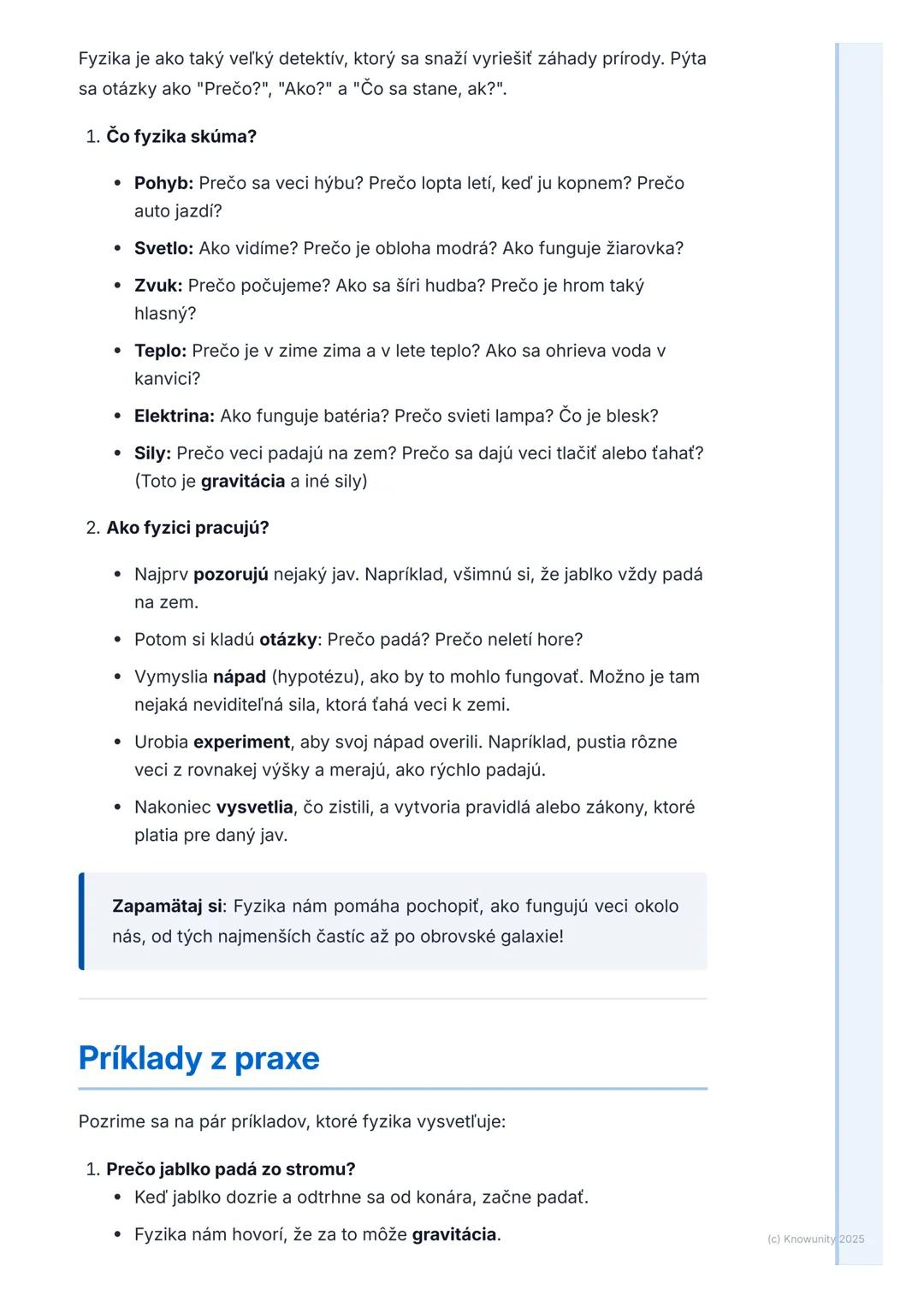 # Čo je fyzika

# Úvod do fyziky

Fyzika je super predmet! Je to veda, ktorá nám pomáha pochopiť, ako
funguje svet okolo nás. Vlastne, fyzik