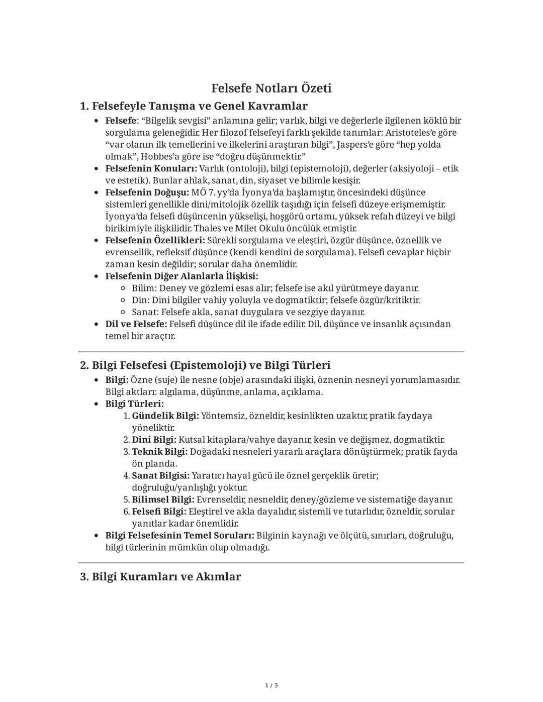 Felsefeye Giriş ve Temel Kavramlar