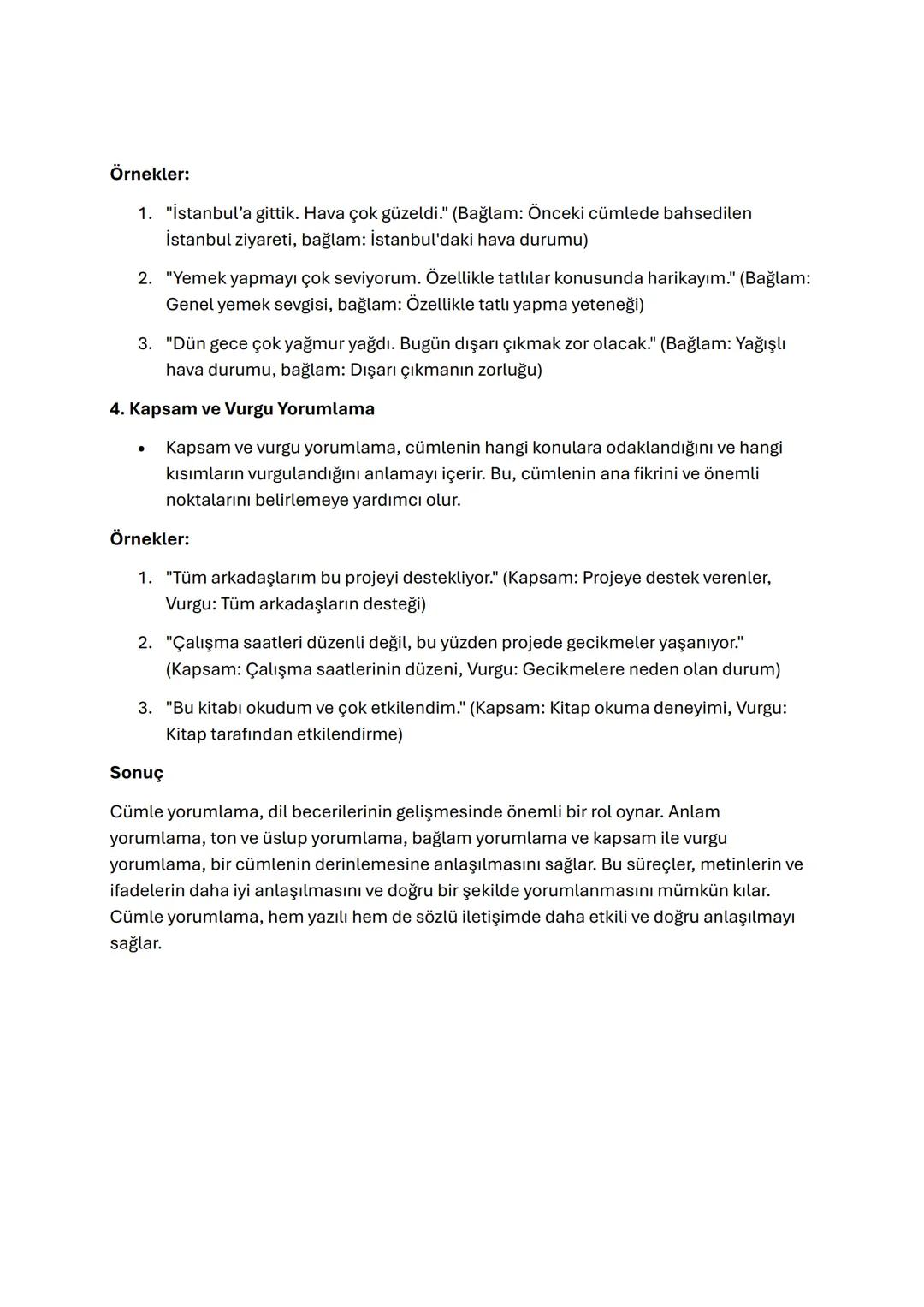 Cümle Yorumlama
Giriş
Cümle yorumlama, bir cümlenin anlamını analiz etme ve cümledeki fikirlerin ne şekilde
ifade edildiğini anlama sürecidi