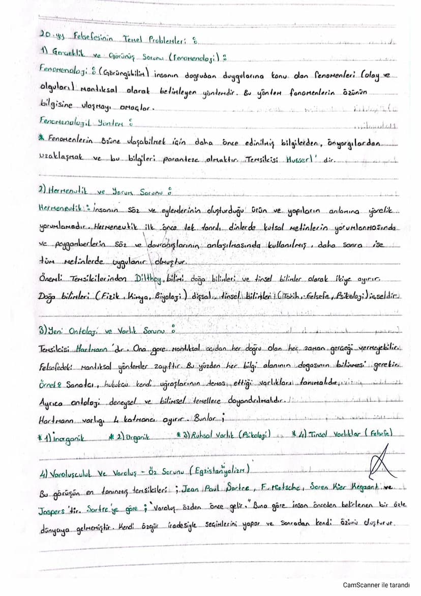 20.gy felsefesinin Temel Problemler: 8.
1) Gerçeklik ve Görünüş Sorunu (Fenomenologi):
Fenomenologi & (Görüngü bilim) insanın doğrudan duygu