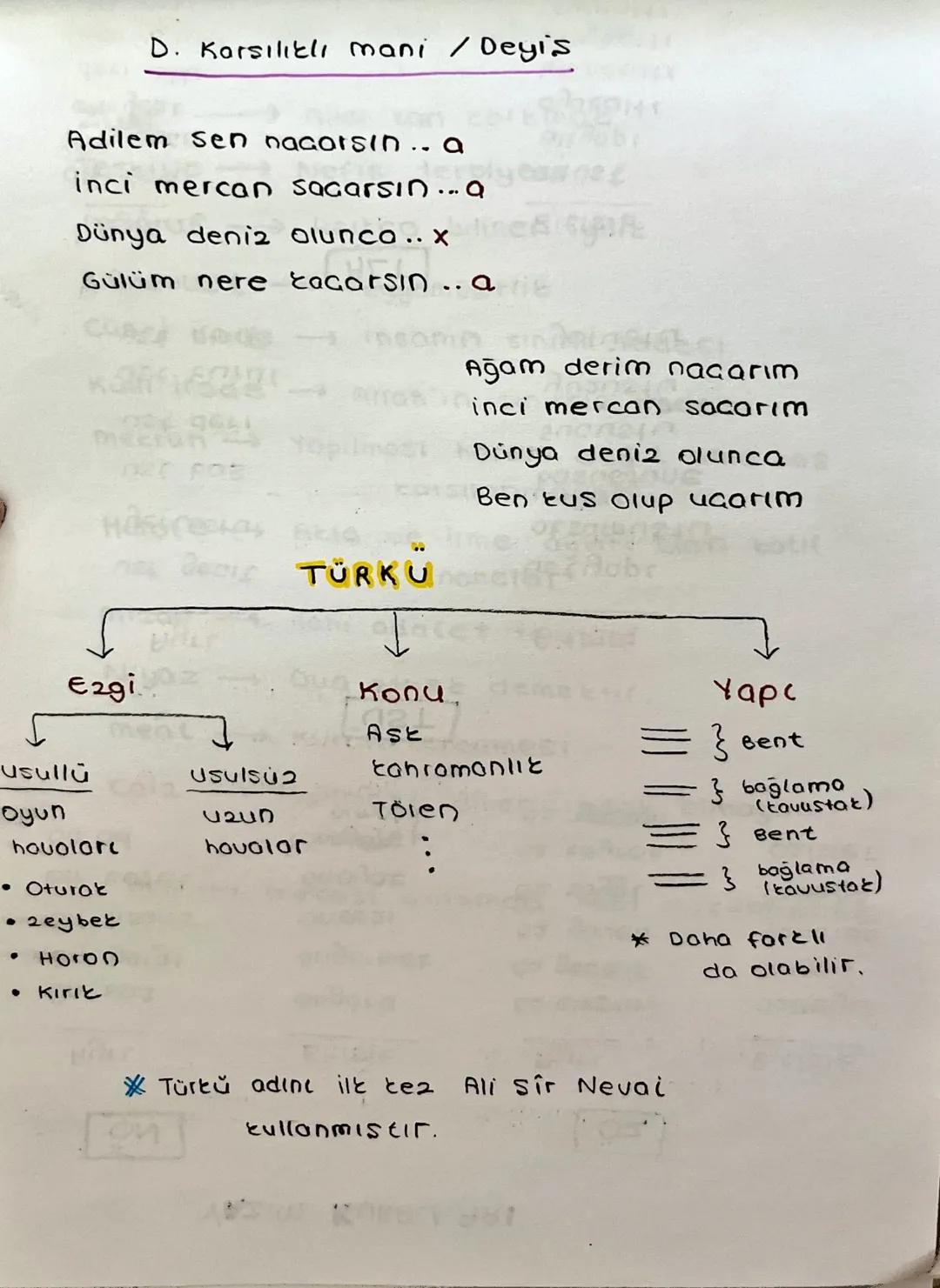 doldurma
dizeler
MANI
R
لمي
mani Türleri
A. DÜZ MANi
* Anonim Holt Edeb.
nazım bigimi
* 7'li hece ölçüsü
Dağlar basın car aldı.9
Gül etrafın