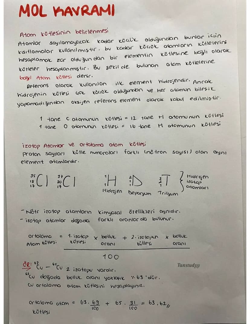 ma-kütle ilişkisi
I mol
tanecik kütlesine mol kcütles: (MA) denir.
S0315 + 3(0) - MA
32+3.16 = = 80 g/mol
n=
m
MA
m verilen kütle
MA= Imol
n